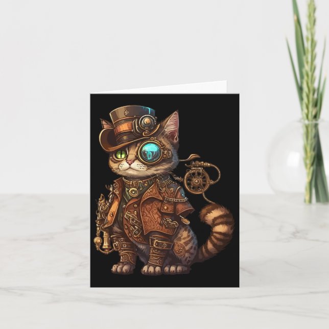 Steam Punk Cat Kitten Kitty Steampunk  Card (Front)