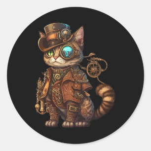 Steam Punk Cat Kitten Kitty Steampunk Classic Round Sticker