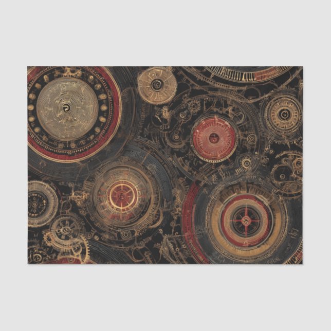 Steam Punk Clockwork & Gears Tissue Paper (Front)