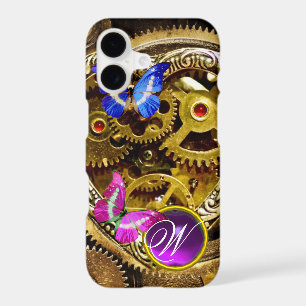 STEAM PUNK GEARS ,GEMSTONES, BUTTERFLIES MONOGRAM