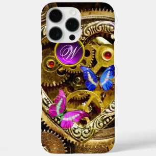 STEAM PUNK GEARS ,GEMSTONES, BUTTERFLIES MONOGRAM iPhone 16 PRO MAX CASE