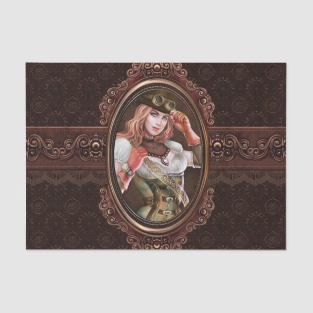 Steam Punk Gears Modern Retro Abstract Pattern Tissue Paper (Front)