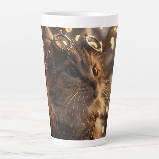 Steam Punk Kitten Digital Art Latte Mug (Front)