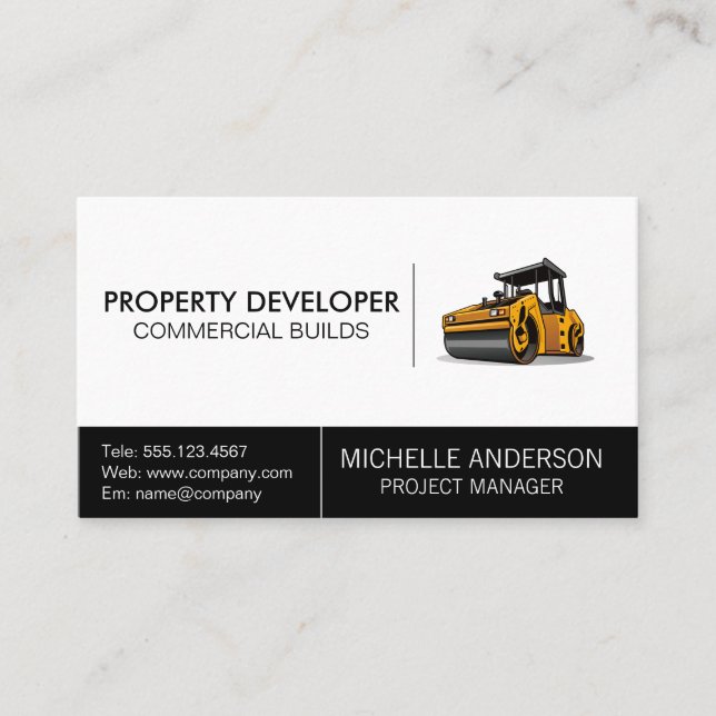 Steam Roller | Construction Vehicle Business Card (Front)