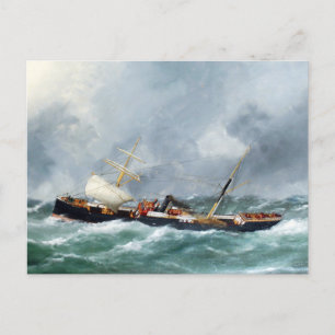 Steam sailing ship Finsbury 1881 Postcard