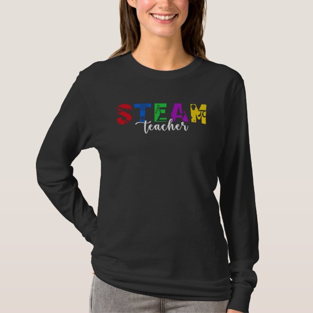 STEAM Teacher Boho Science Technology Engineering  T-Shirt (Front)