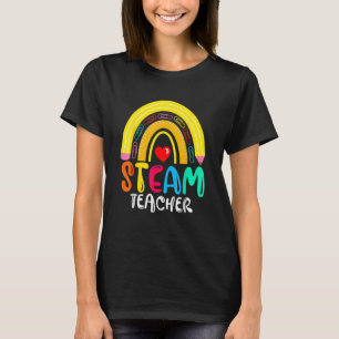 Steam Teacher Rainbow Back To School Pencil Ruler T-Shirt