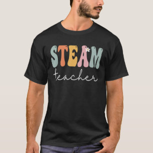 STEAM Teacher Retro Groovy Vintage Happy First Day T-Shirt