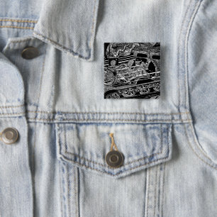 STEAM TRAIN 15 CM SQUARE BADGE