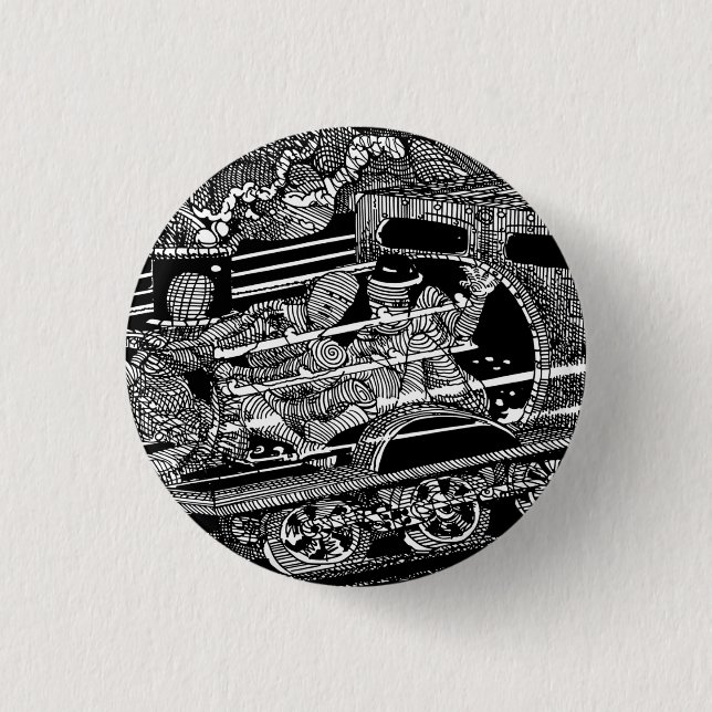 STEAM TRAIN 3 CM ROUND BADGE (Front)