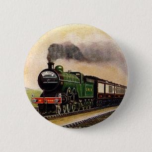 Steam Train 6 Cm Round Badge