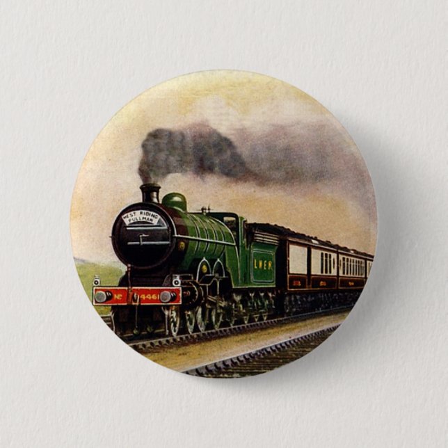 Steam Train 6 Cm Round Badge (Front)