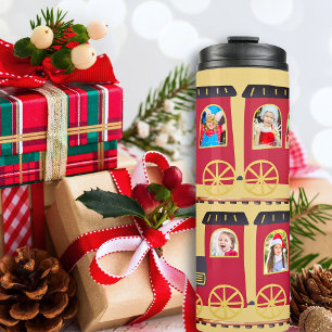 Steam Train 9 Photo Collage Red Christmas Thermal Tumbler