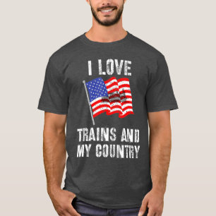 Steam Train American Flag USA For Men Model T-Shirt