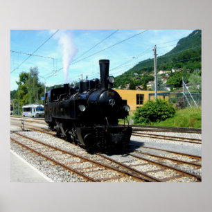 Steam train at Blonay Poster