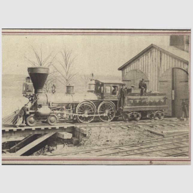 steam train at depot tissue paper (Front)