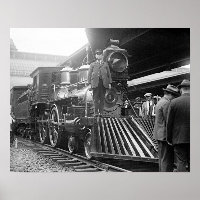 Steam Train at Station, 1923. Vintage Photo Poster (Front)
