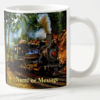 Steam Train Engine Locomotive in Forest Add Name