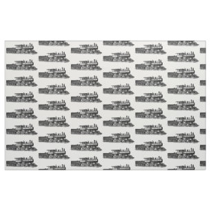 Steam Train Engine Locomotive Railroad Fabric