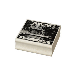 Steam Train Ex Libris Bookplate Rubber Stamp