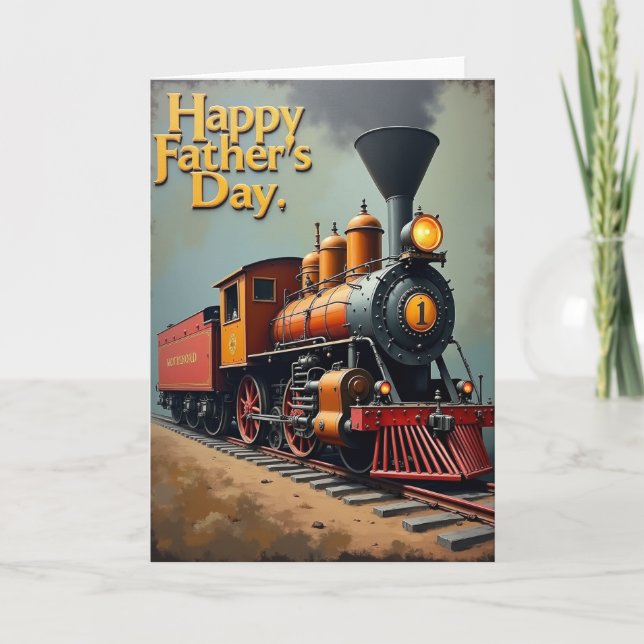 Steam Train Fathers Day Art Card (Front)