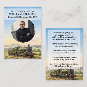 Steam Train Funeral Prayer Poem Photo Cards