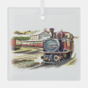 STEAM TRAIN   GLASS TREE DECORATION