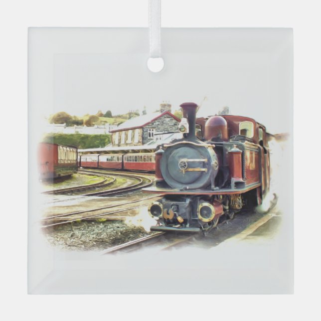 STEAM TRAIN   GLASS TREE DECORATION (Front)