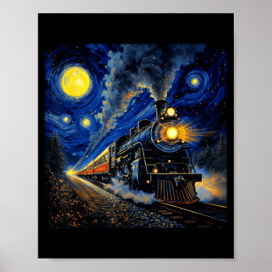 Steam Train Graphic For Men Boys Locomotive Poster