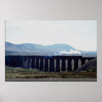 Steam train "Green Arrow" on Ribblehead Viaduct, E