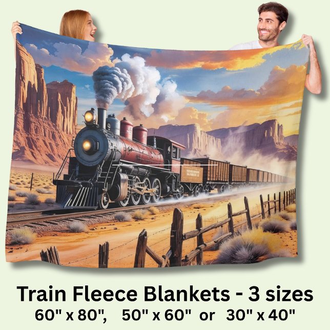 Steam Train in the Desert  Fleece Blanket (Creator Uploaded)