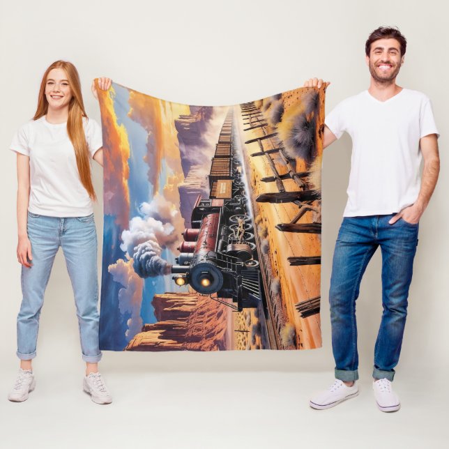 Steam Train in the Desert  Fleece Blanket (In Situ)