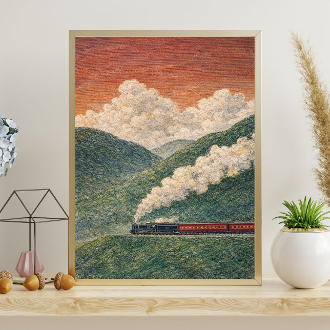 Steam train landscape | scenic train journey poster (Creator Uploaded)