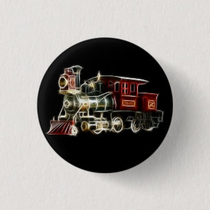 Steam Train Locomotive Engine 3 Cm Round Badge