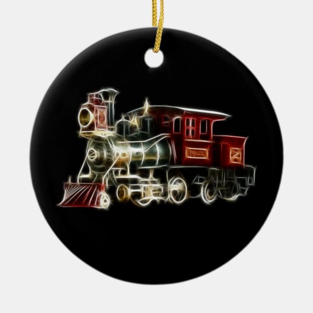 Steam Train Locomotive Engine Ceramic Ornament (Front)