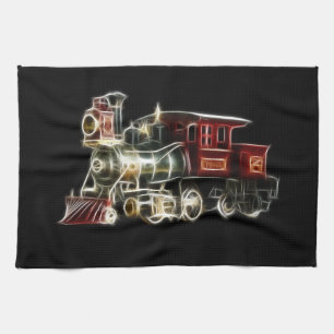 Steam Train Locomotive Engine Tea Towel