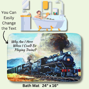 Steam Train Locomotive Engines with Text Bath Mat