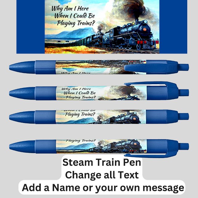 Steam Train Locomotive Engines with Text   Blue Ink Pen (Creator Uploaded)
