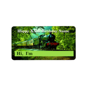 Steam Train Man's Birthday Party  NAME STICKERS