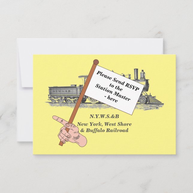 Steam Train Man's Birthday Party  RSVP Card (Front)