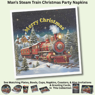 Steam Train Man's Christmas Party  Napkin