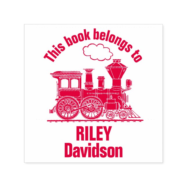 Steam train name kids library stamp (Design)