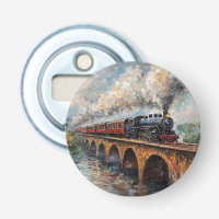 Steam Train on a Bridge - Oil Painting