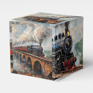Steam Train on a Bridge - Oil Painting Favour Box