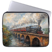Steam Train on a Bridge - Oil Painting