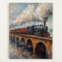 Steam Train on a Bridge - Oil Painting