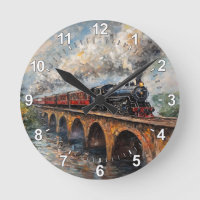 Steam Train on a Bridge - Oil Painting