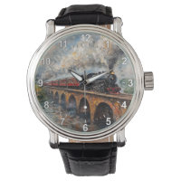 Steam Train on a Bridge - Oil Painting