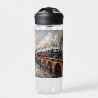 Steam Train on a Bridge - Oil Painting