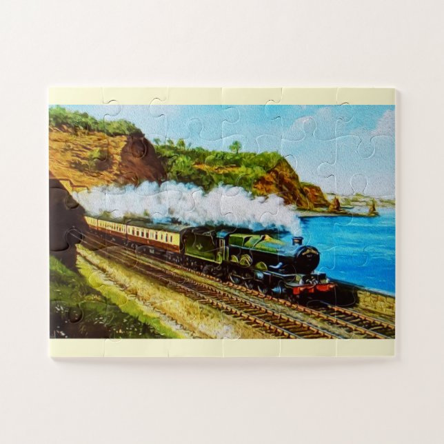 Steam train painting art jigsaw puzzle (Horizontal)